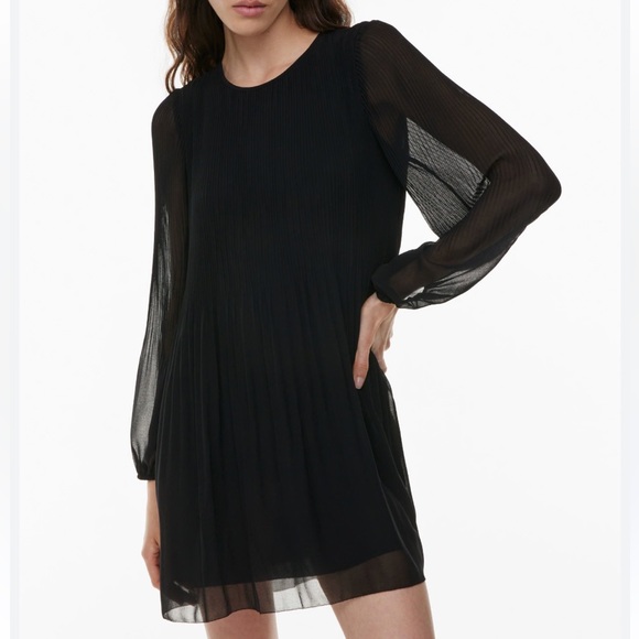 Wilfred Dresses & Skirts - Wilfred Pleated Sheer Long-Sleeve Mini Little Black Dress 2XS